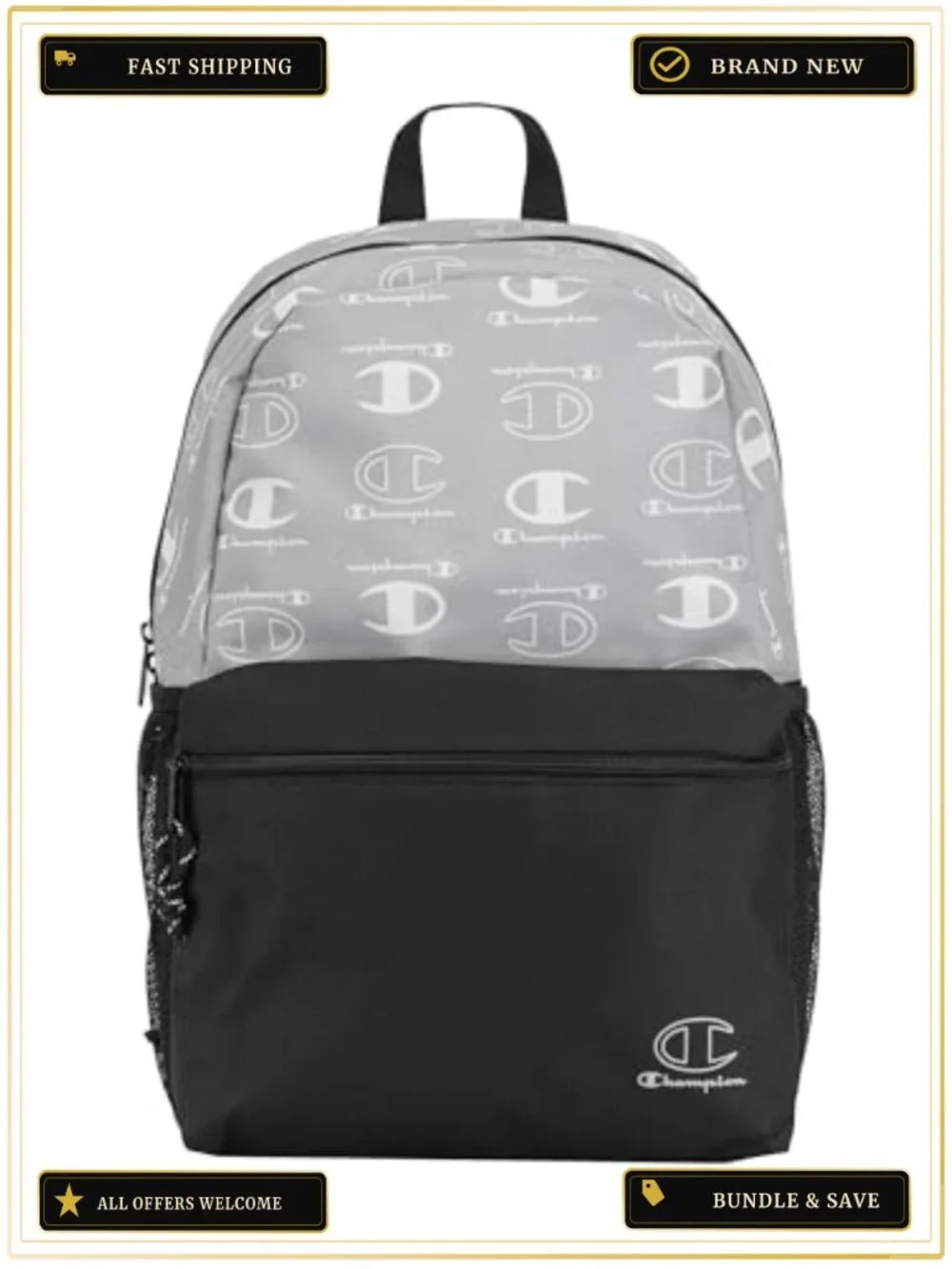 Champion Youth Backpack with Padded Straps, Laptop Compartment, Water Bottle